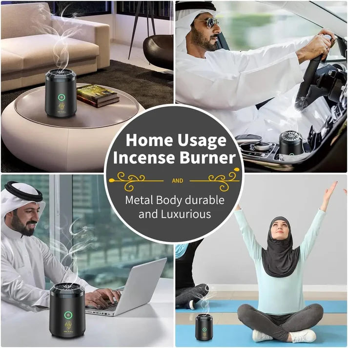 ✨ Bakhoor Arabic Electric Incense Burner with Oud Fragrance 🌿 & Full Quran Speaker 📖 – Remote 🎛️ & App Control 📱