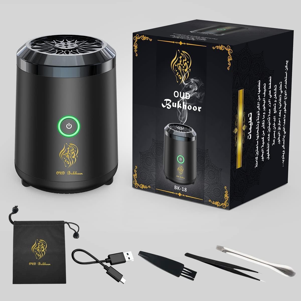 ✨ Bakhoor Arabic Electric Incense Burner with Oud Fragrance 🌿 & Full Quran Speaker 📖 – Remote 🎛️ & App Control 📱