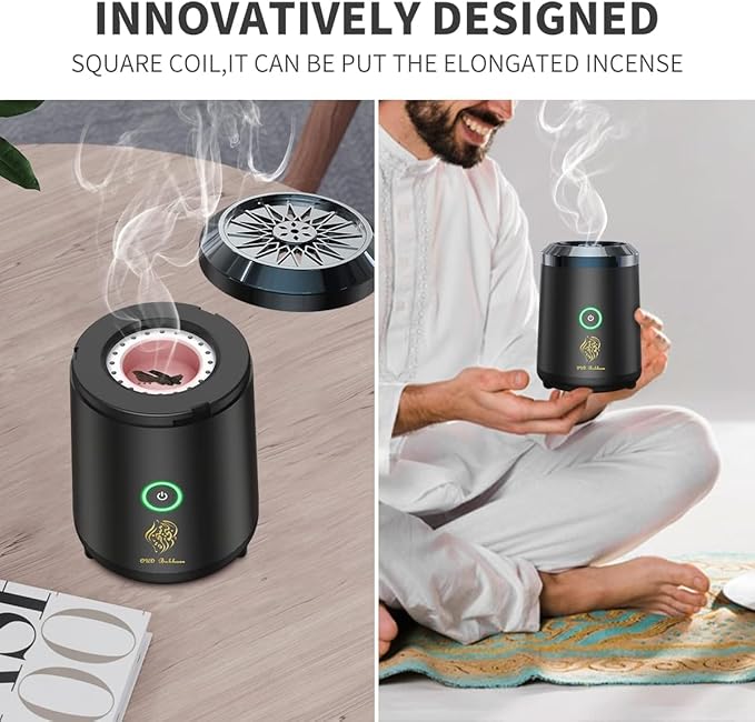✨ Bakhoor Arabic Electric Incense Burner with Oud Fragrance 🌿 & Full Quran Speaker 📖 – Remote 🎛️ & App Control 📱