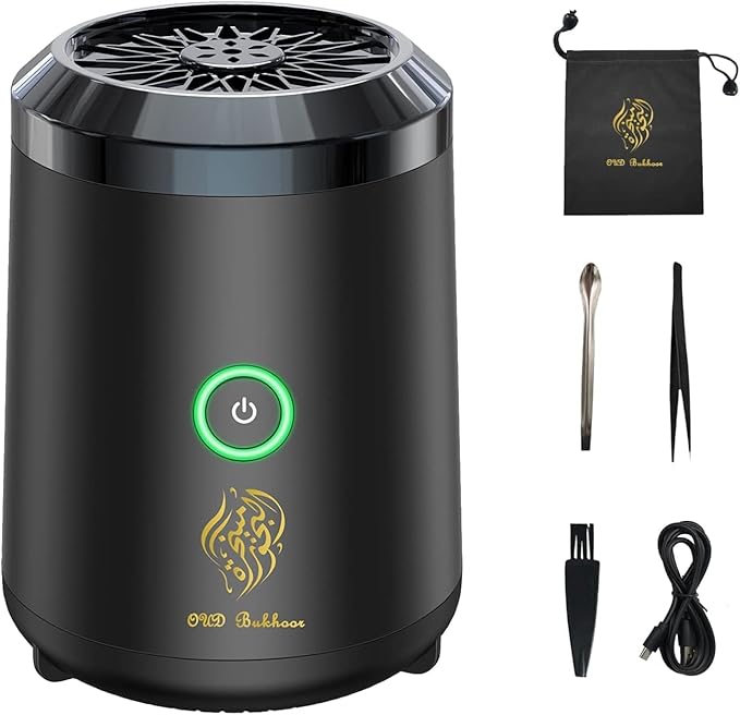 ✨ Bakhoor Arabic Electric Incense Burner with Oud Fragrance 🌿 & Full Quran Speaker 📖 – Remote 🎛️ & App Control 📱